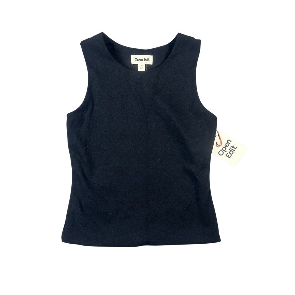Open Edit Black Sleeveless Stretch Tank Top XS NWT
